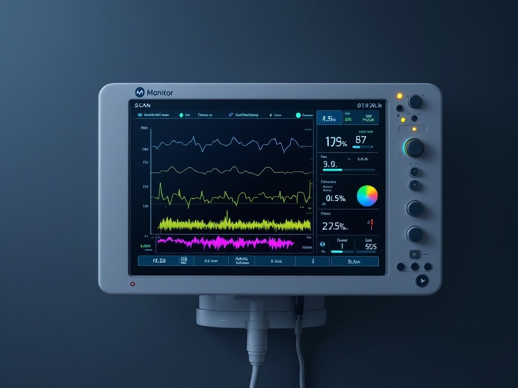 A medical monitor displaying vital signs.