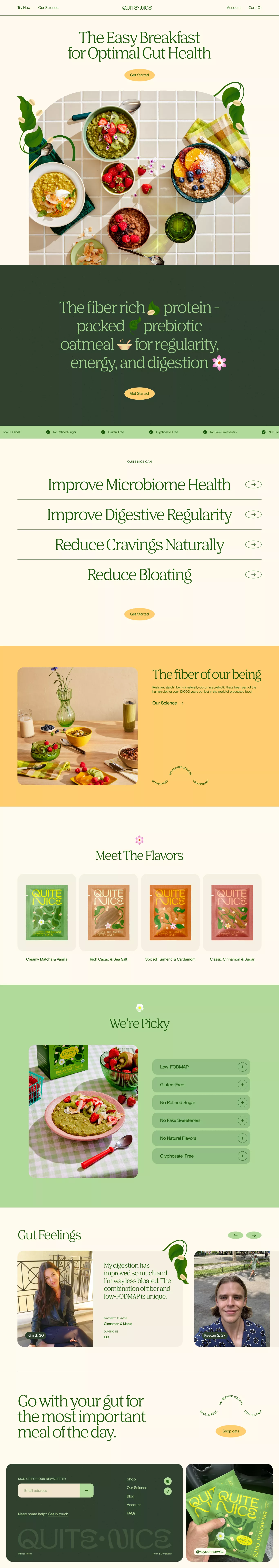 QUITE NICE landing page screenshot showcasing Food & Drinks and Ecommerce design