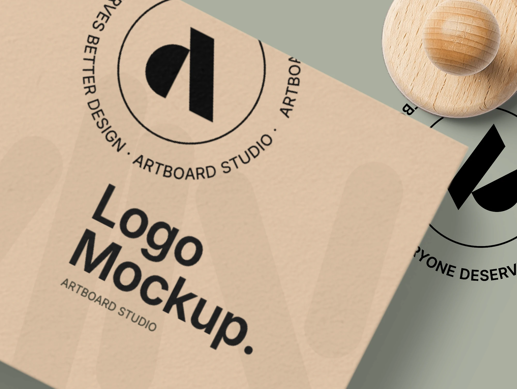 Paper logo mockup with a stamp