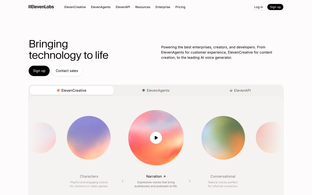 Best AI SaaS Landing Page Examples with ElevenLabs