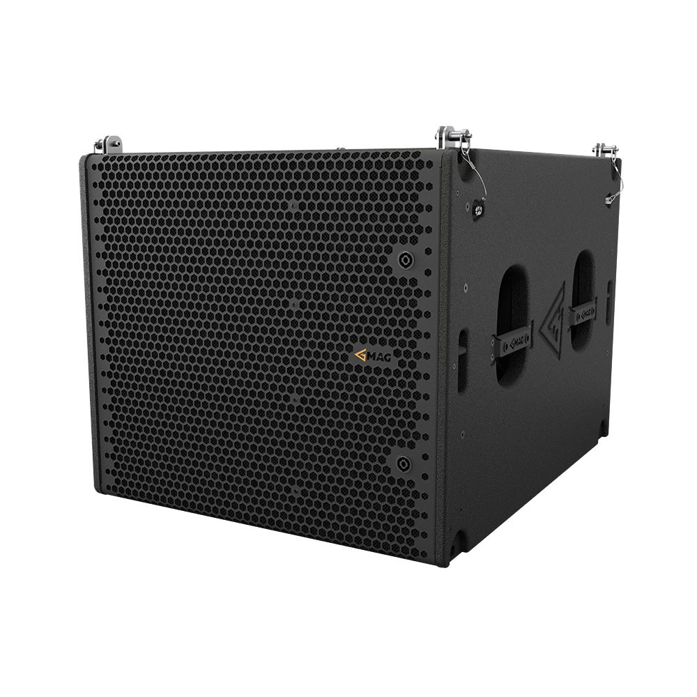 Black audio speaker cabinet with honeycomb grill