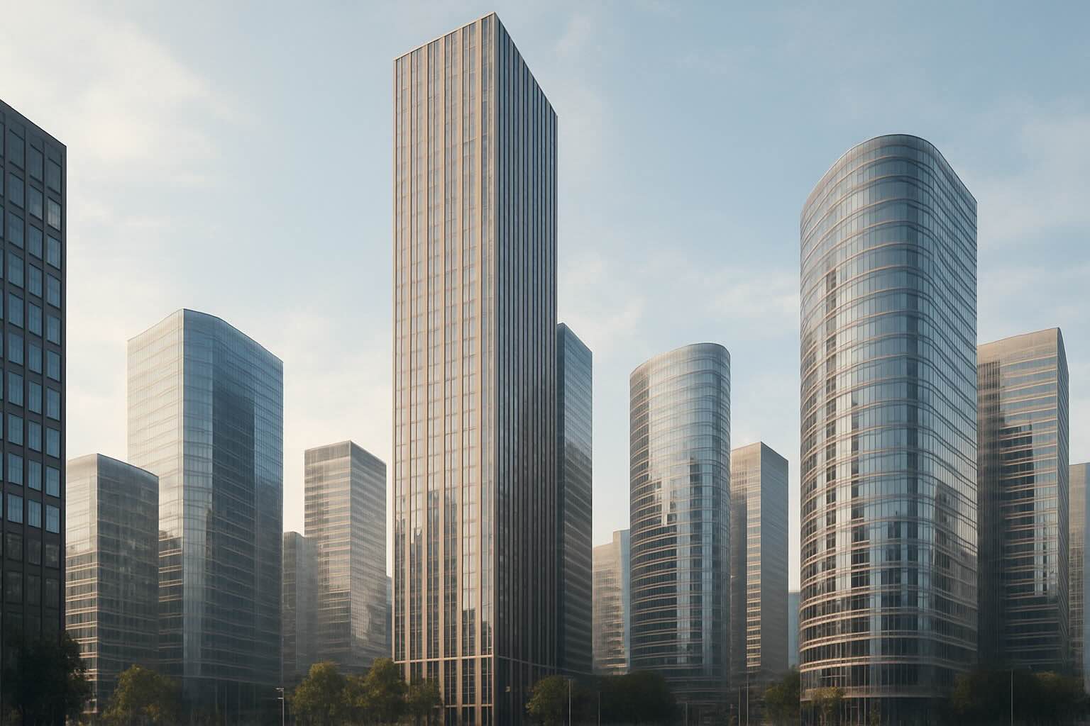 skyline bureaux immeubles d’entreprise quartier d’affaires tours modernes architecture corporate