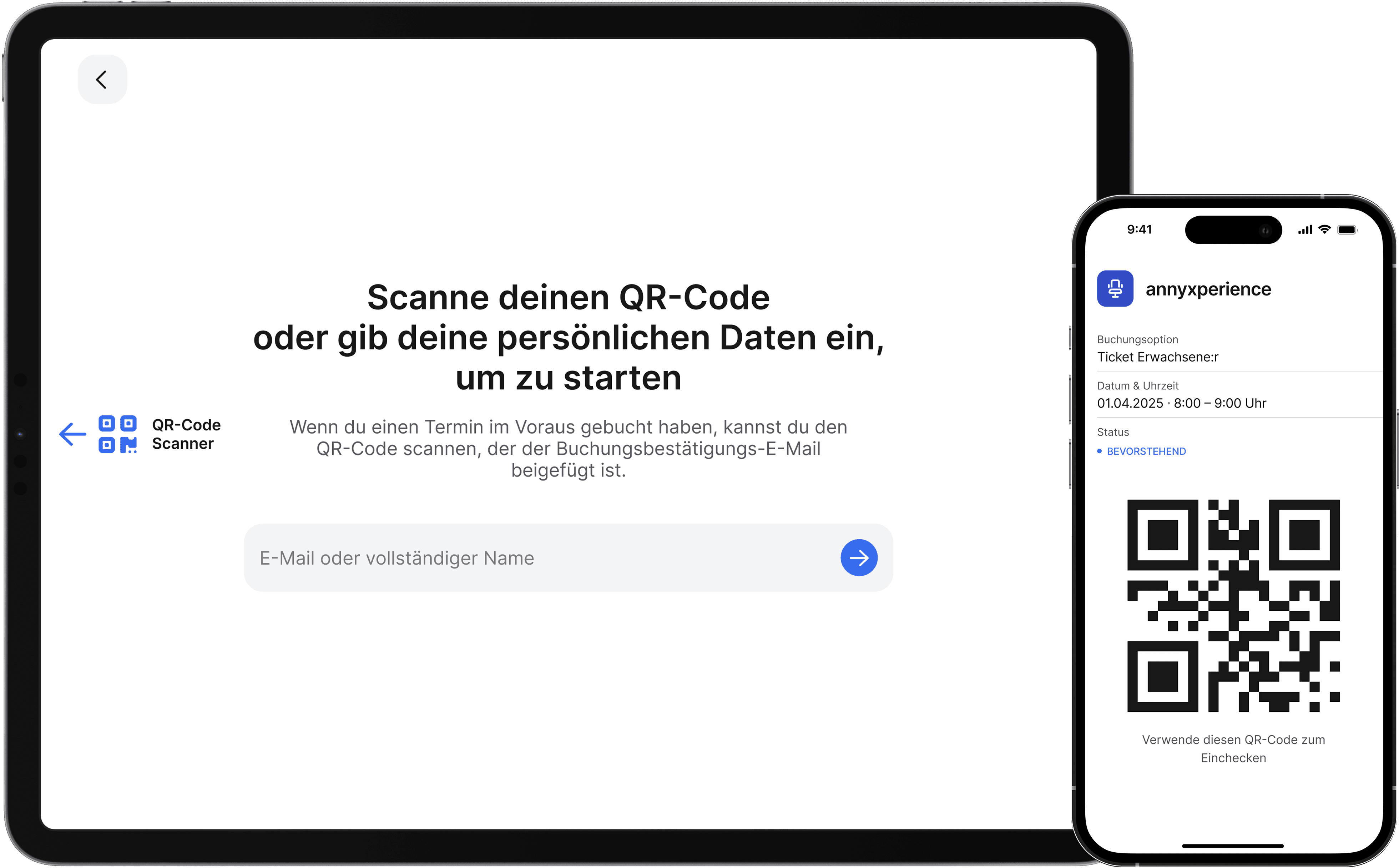 Über die Check-In App von anny können Besucher eingecheckt werden