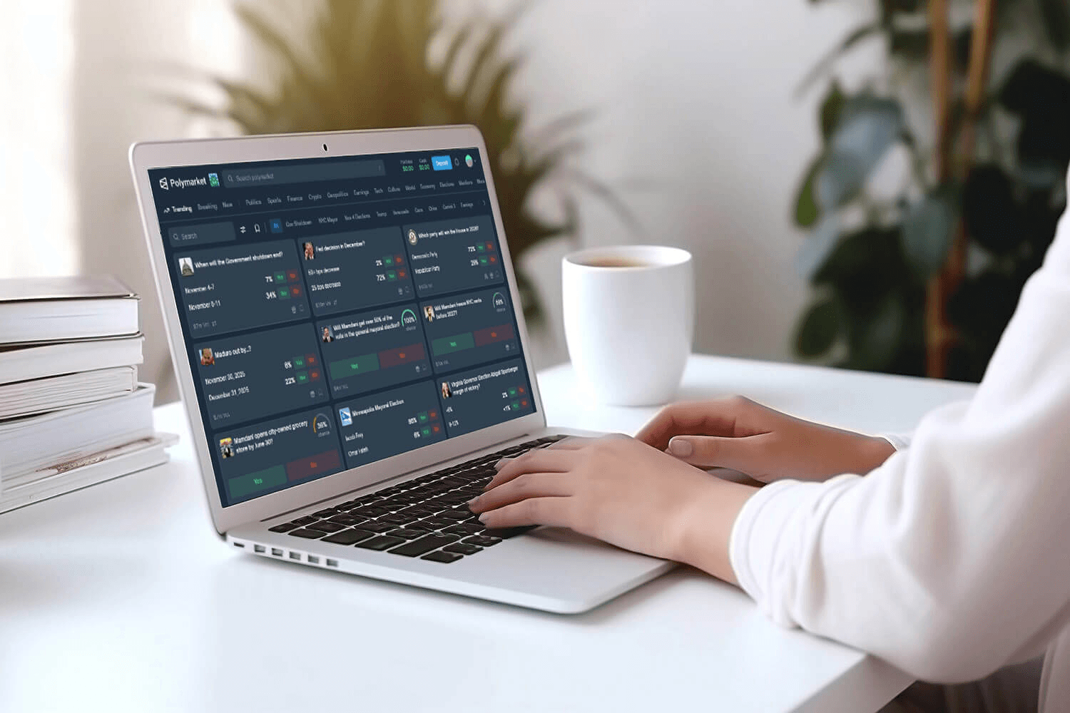 Person using Polymarket to analyze predictions - How to Bet on Polymarket  