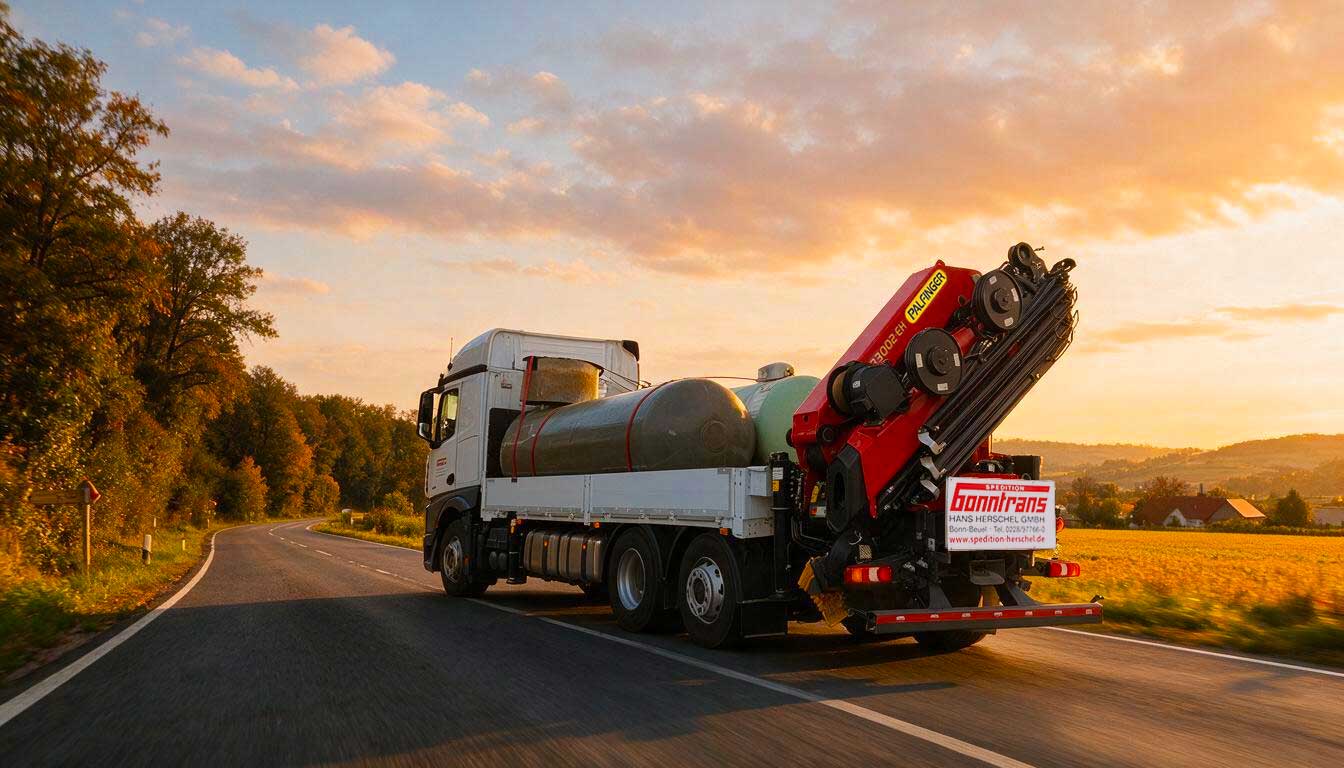 Flottenerweiterung bei Bonntrans: Das neue 3-Achs-Kranfahrzeug im Einsatz