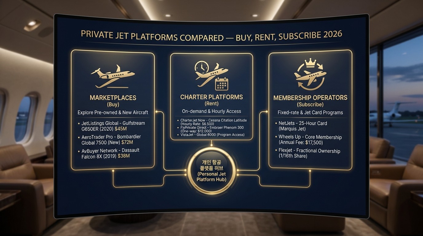 Private jet purchase and charter platforms compared — global marketplaces JetNet Controller, charter platform Victor, membership operators NetJets VistaJet 2026 ACK
