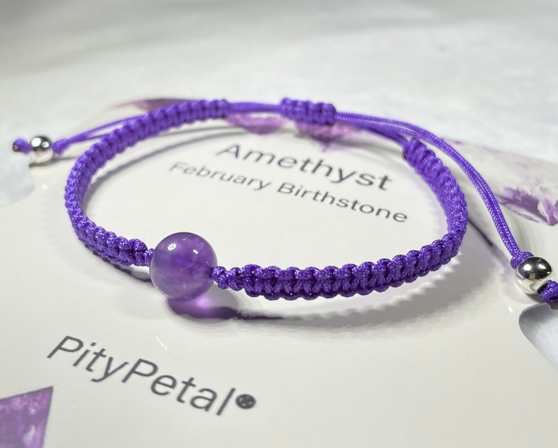 Handmade Amethyst Bracelet – Adjustable Macrame Healing Crystal Unisex Bracelet, Natural Gemstone Spiritual Jewellery