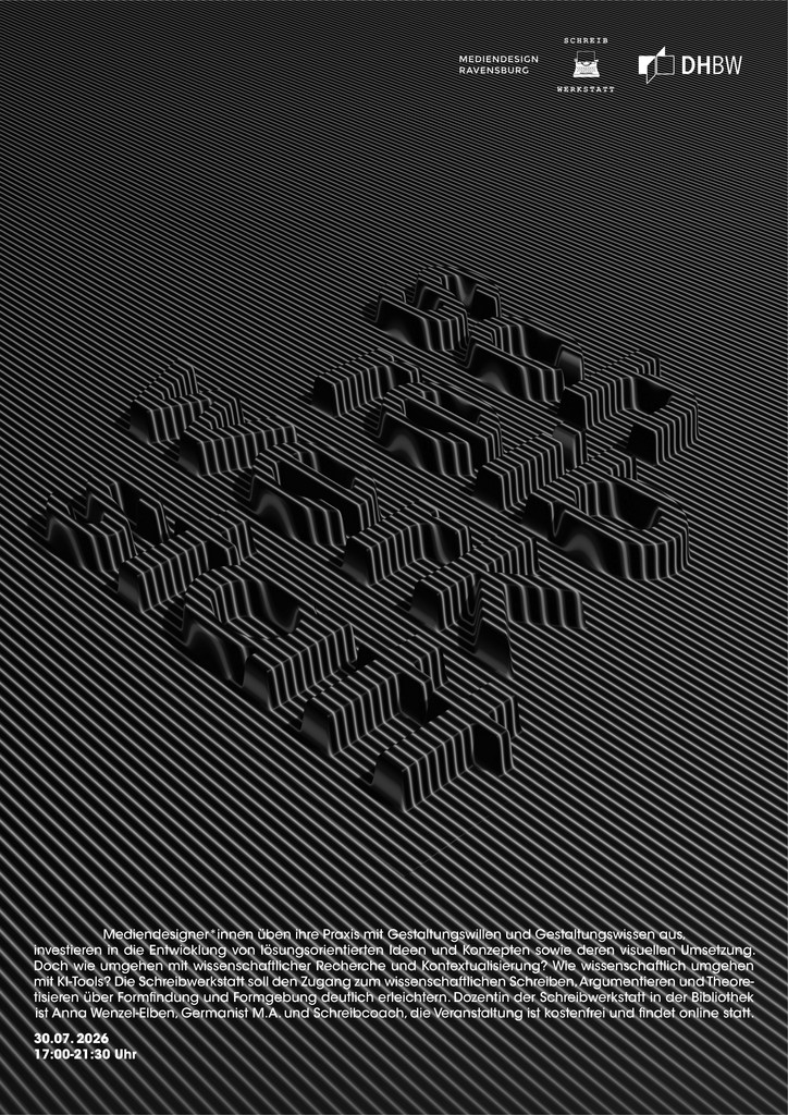 Plakatgestaltung dreidimensionale typografie in blender für Schreibwerkstatt
