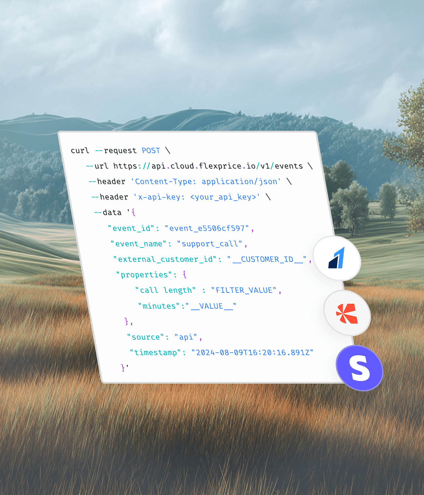 Go SDK example for sending customer usage events to Flexprice’s billing and metering API.