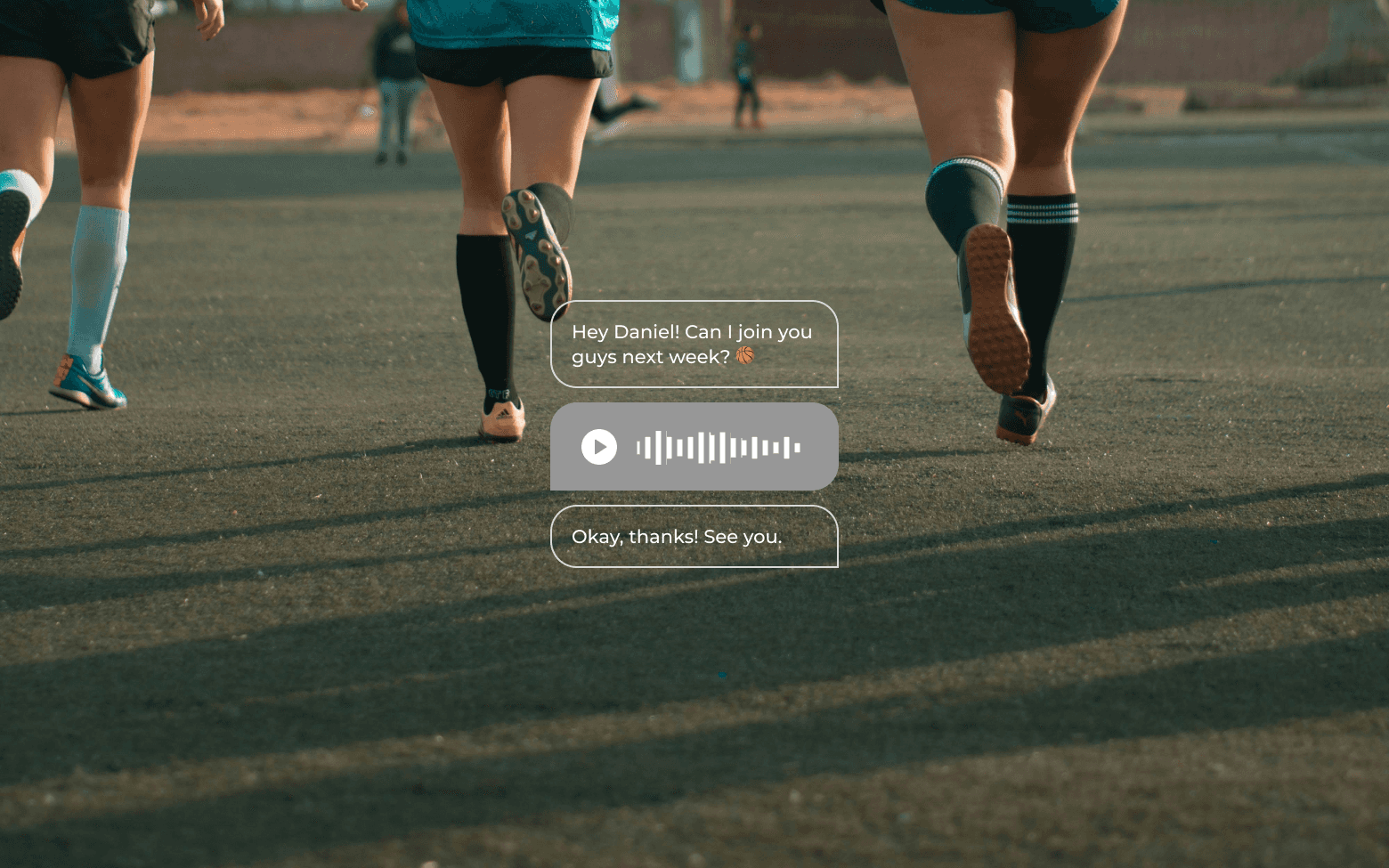 Women running with playmate application UI