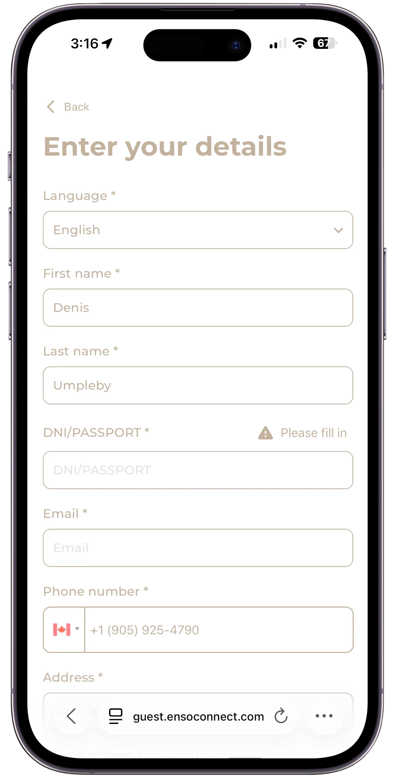 Waou Rentals Boarding Pass Verification Screen