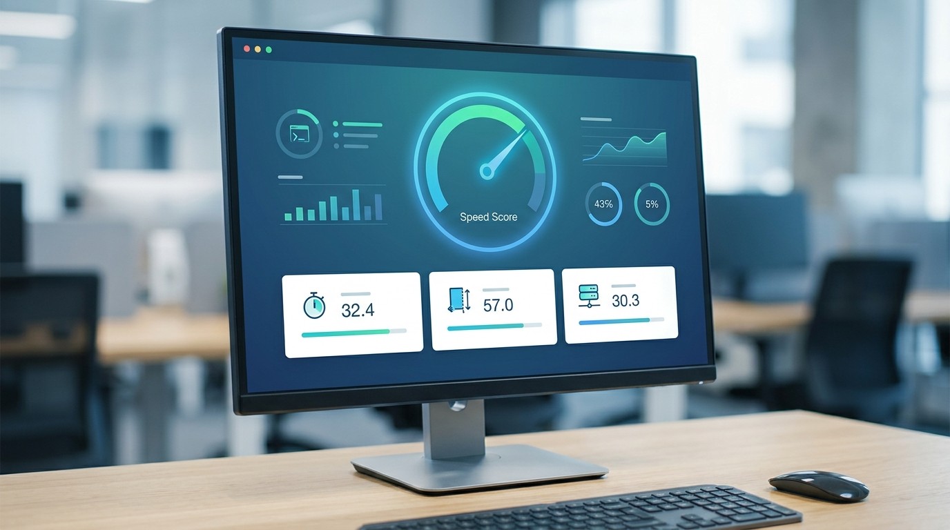 Dashboard mit Ladezeit und Core Web Vitals als technische Website Kennzahlen