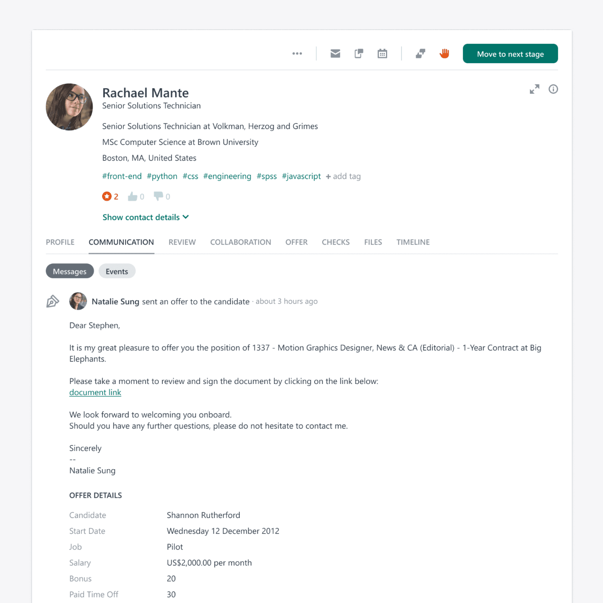 Workable Candidate communication