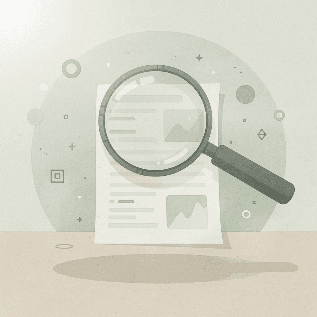 Scene of a magnifying glass examining a complex web page structure