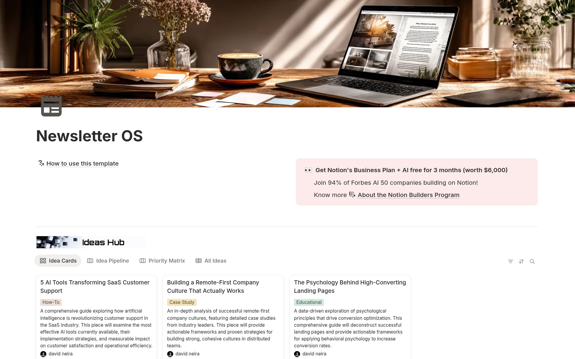 Newsletter OS Dashboard Screenshot