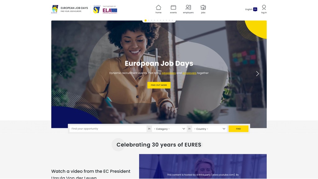 Screenshot of the EJD homepage
