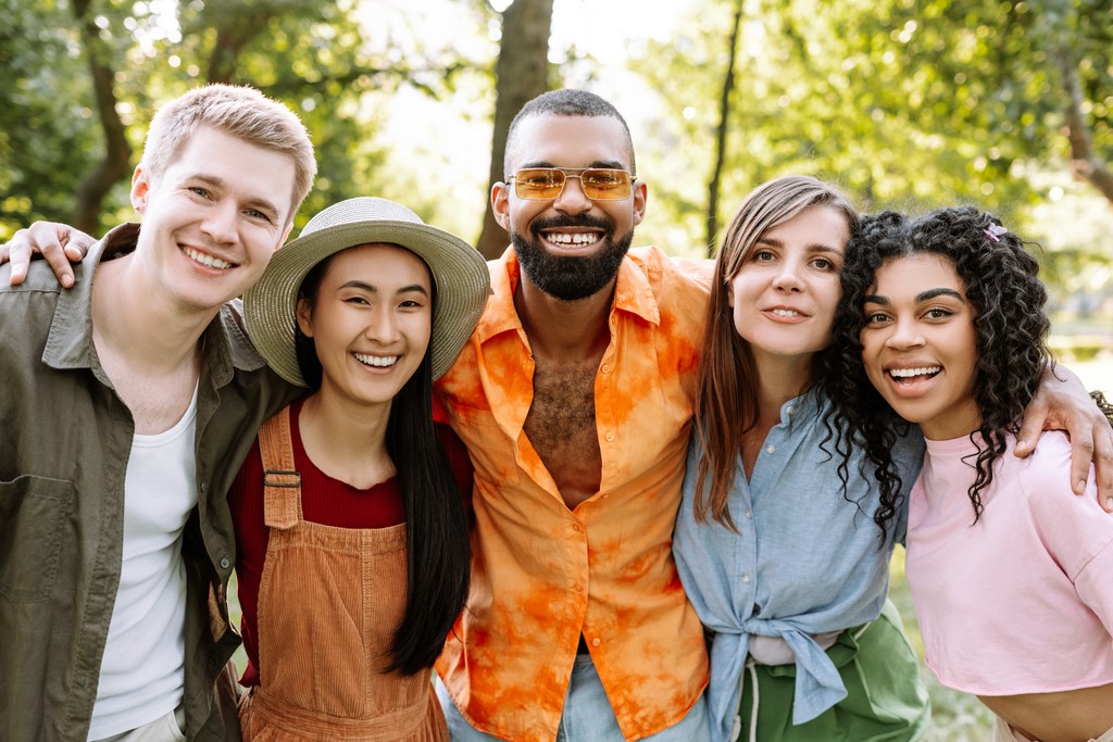 Group of youthful friends