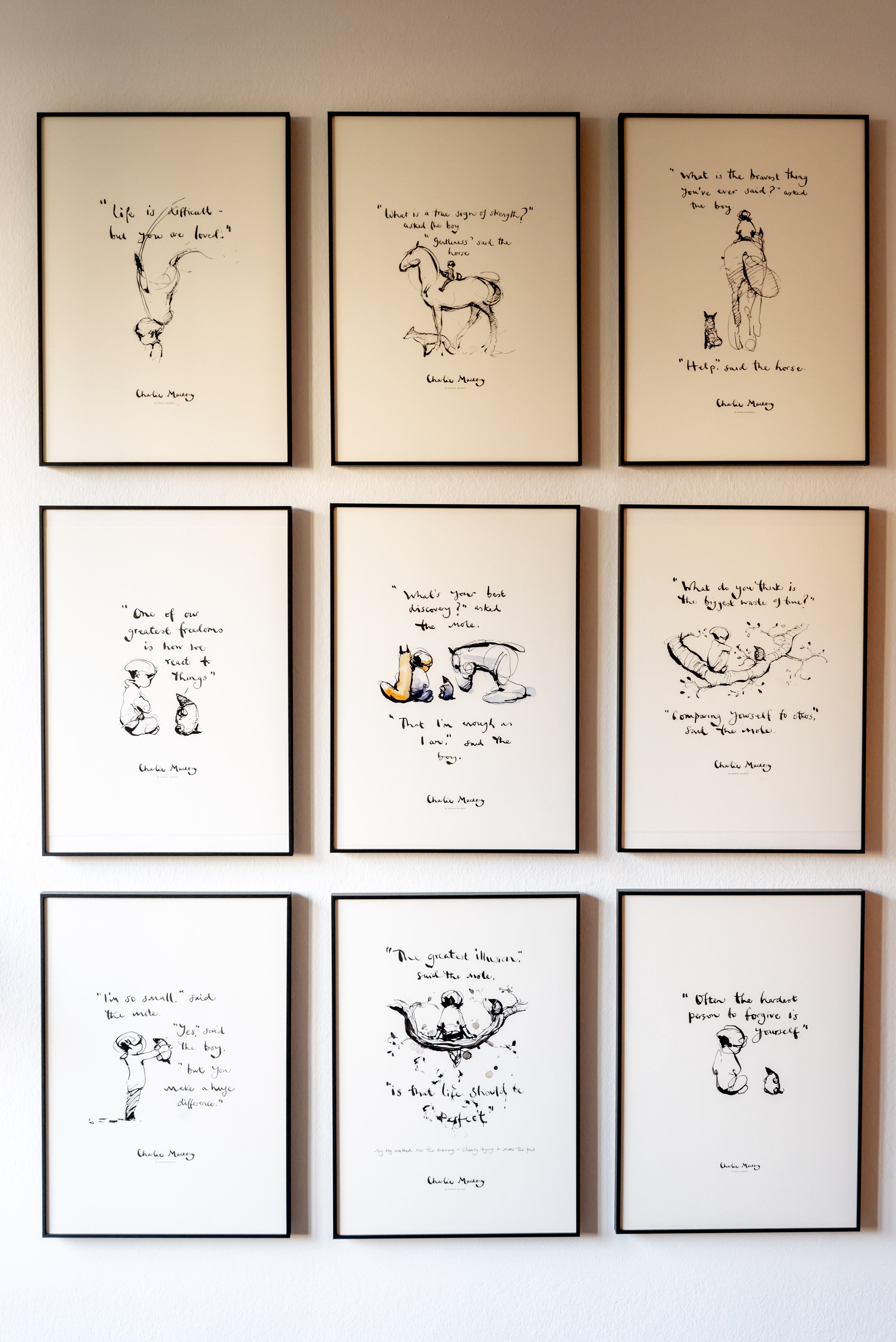 Wand mit Sprüchen in der Praxis von Stella Bodensteiner