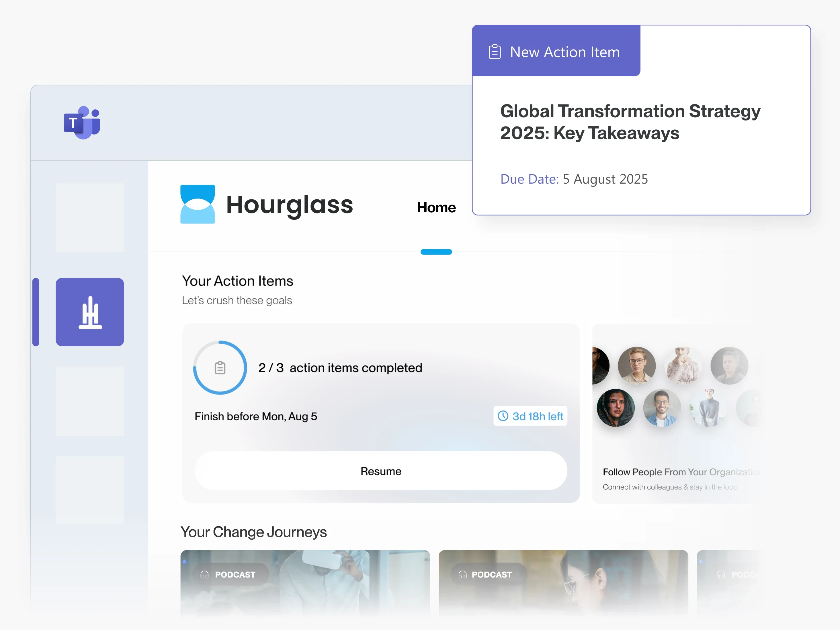 Bring transformation into the daily workflow with your own branded hub on Microsoft Teams.