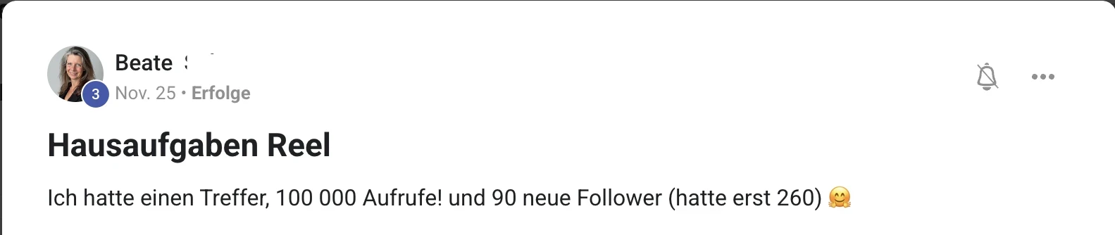 Mitglied der KI Creator Akademie: Beates Reel erreicht 100.000 Aufrufe und 90 neue Follower
