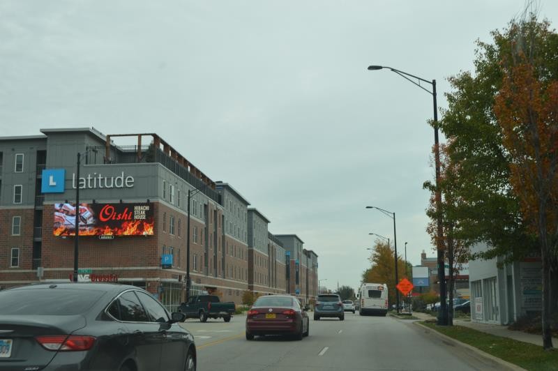 508 E University Ave. 96 ft E/O Sixth St. NS F/West — digital billboard in Champaign