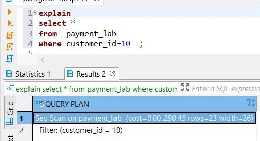 Execution plan for a simple query for PostgreSQL