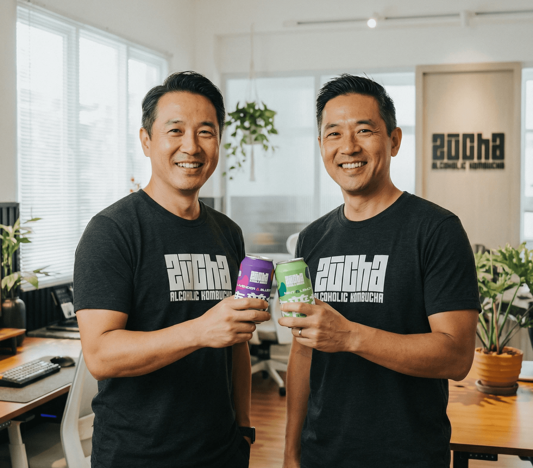 Close-up portrait of a freckled woman with soft pink hair and star earring, natural light, white tank top.
