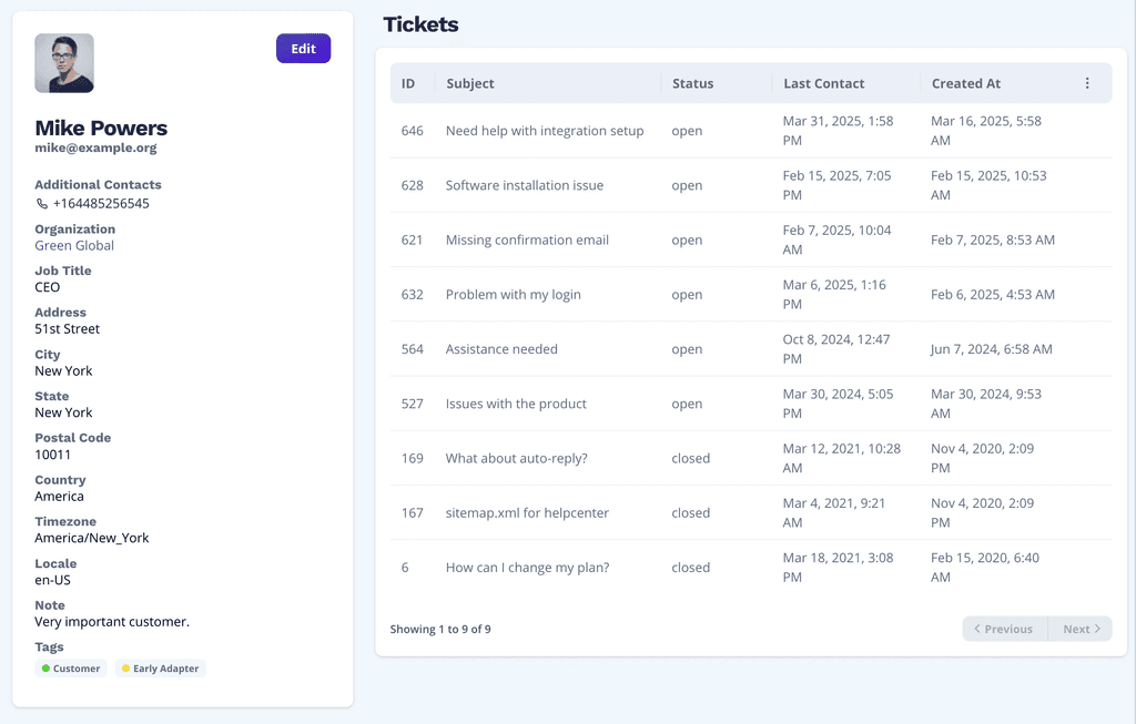 Ticket Contact Info