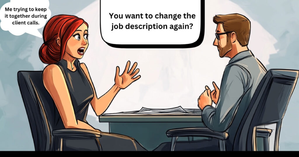 Relatable meme from The Hiring Manager Chronicles highlighting unrealistic demands during interviews.