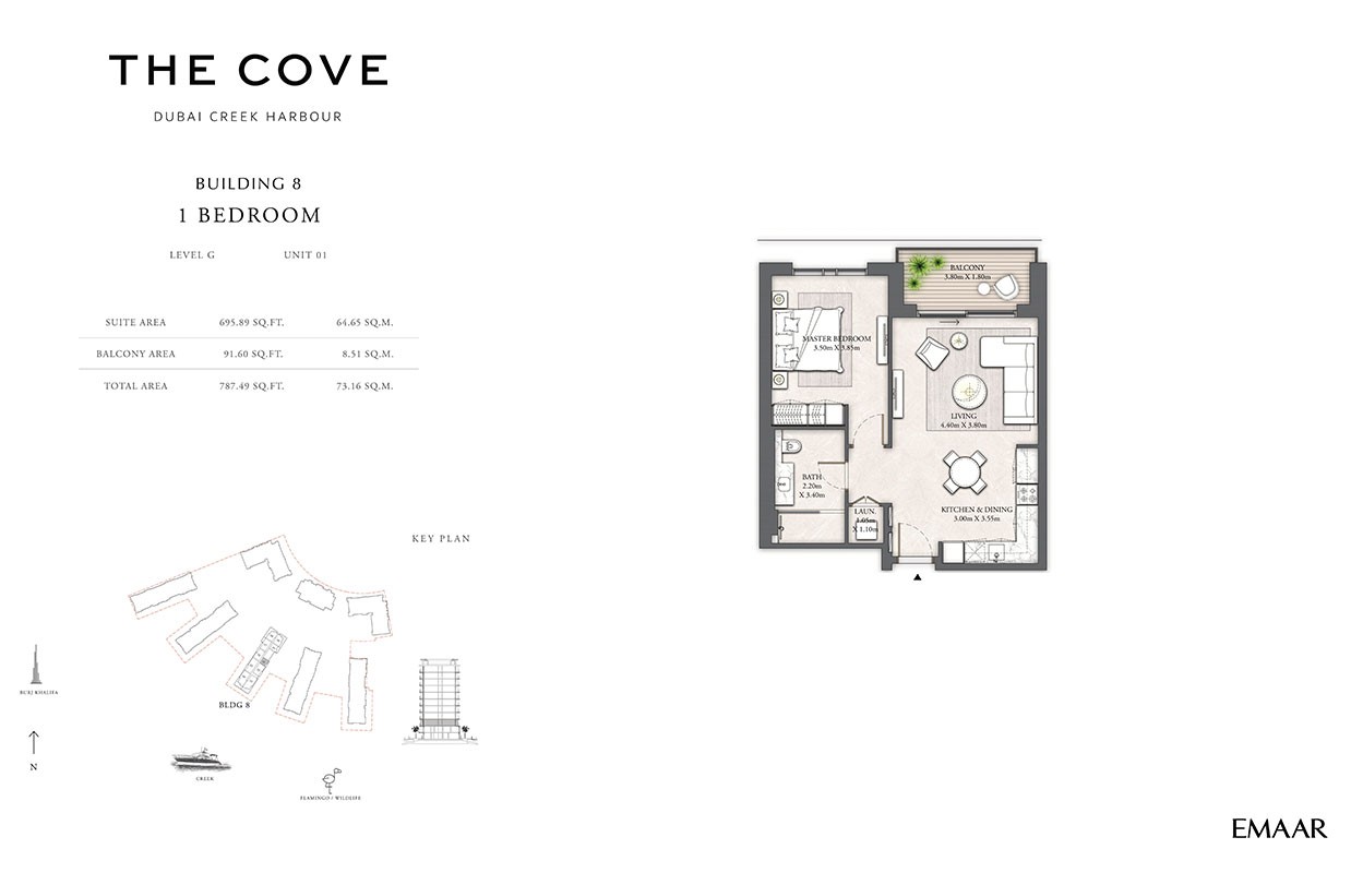 The Cove Creek Apartment Floor Plan 1BR