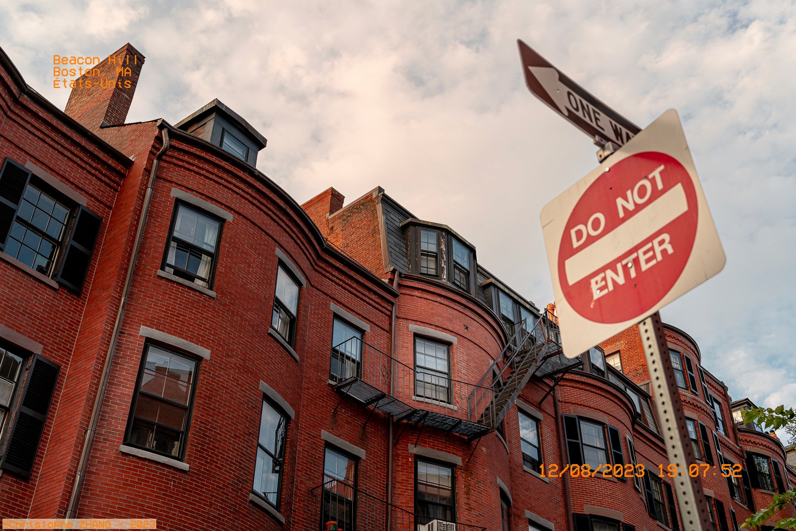 Façades en briques rouges à Beacon Hill, Boston