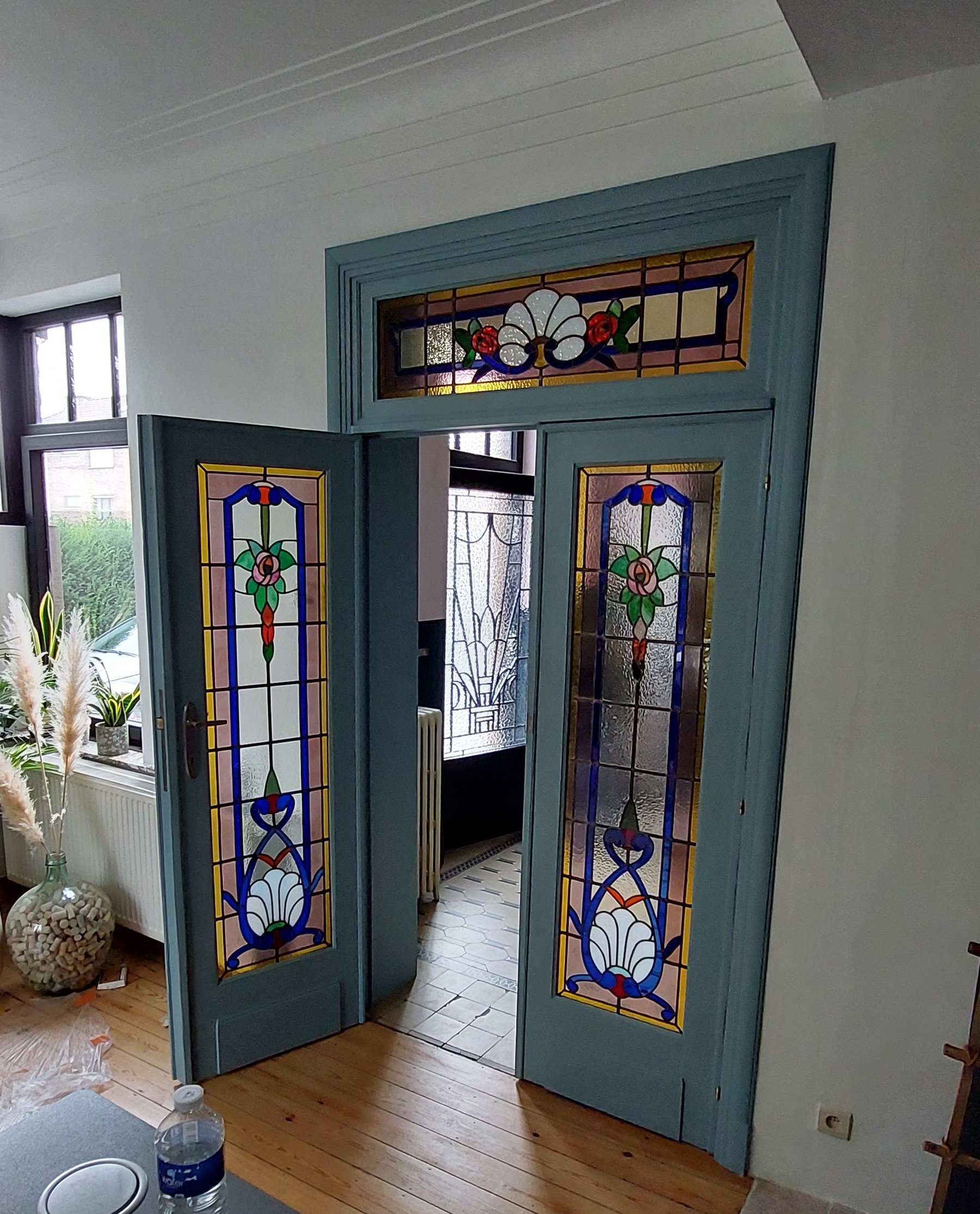 Art-Nouveau glasdeuren na restauratie - Dilbeek
