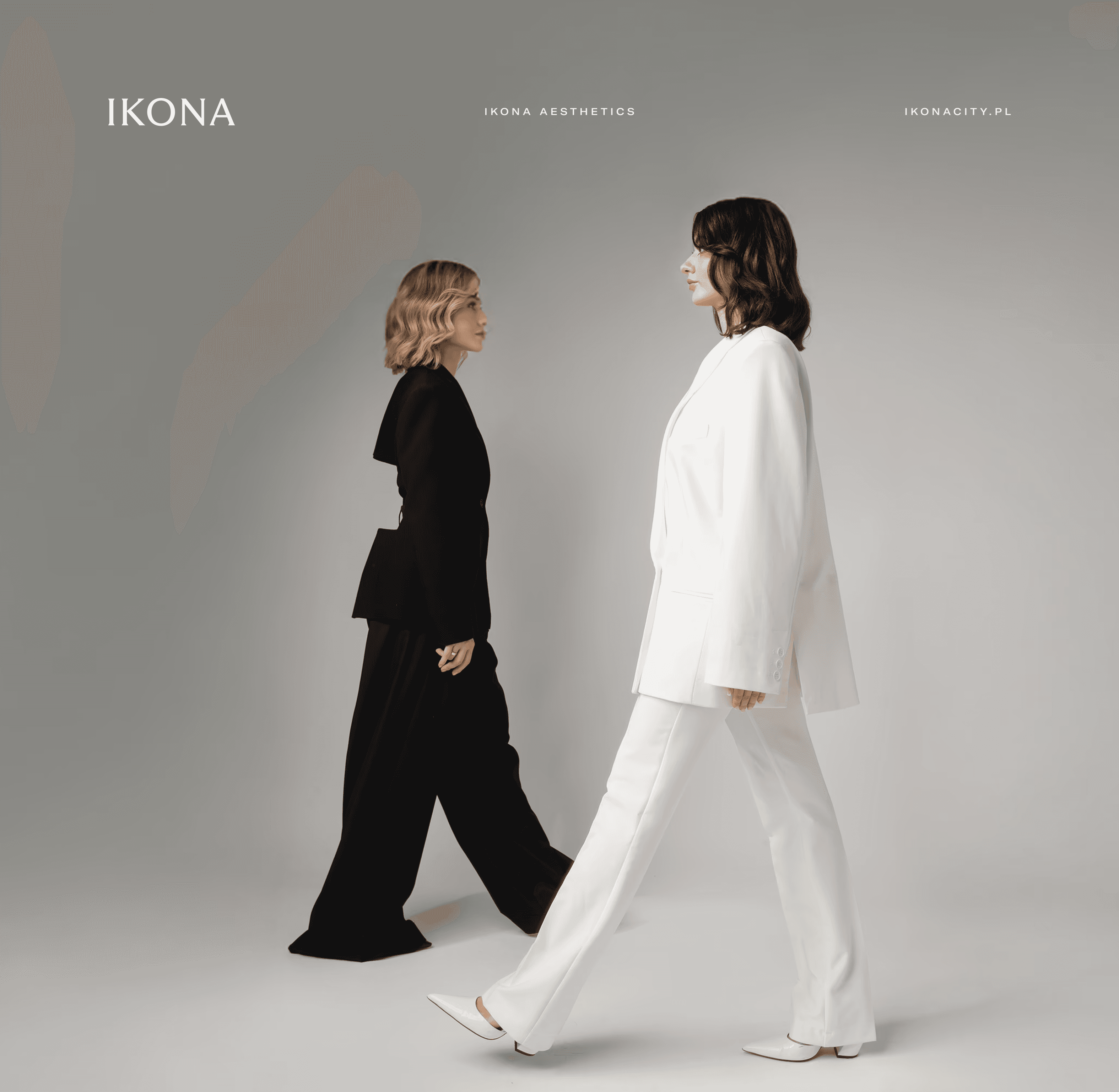 Identity design presented on studio backdrop