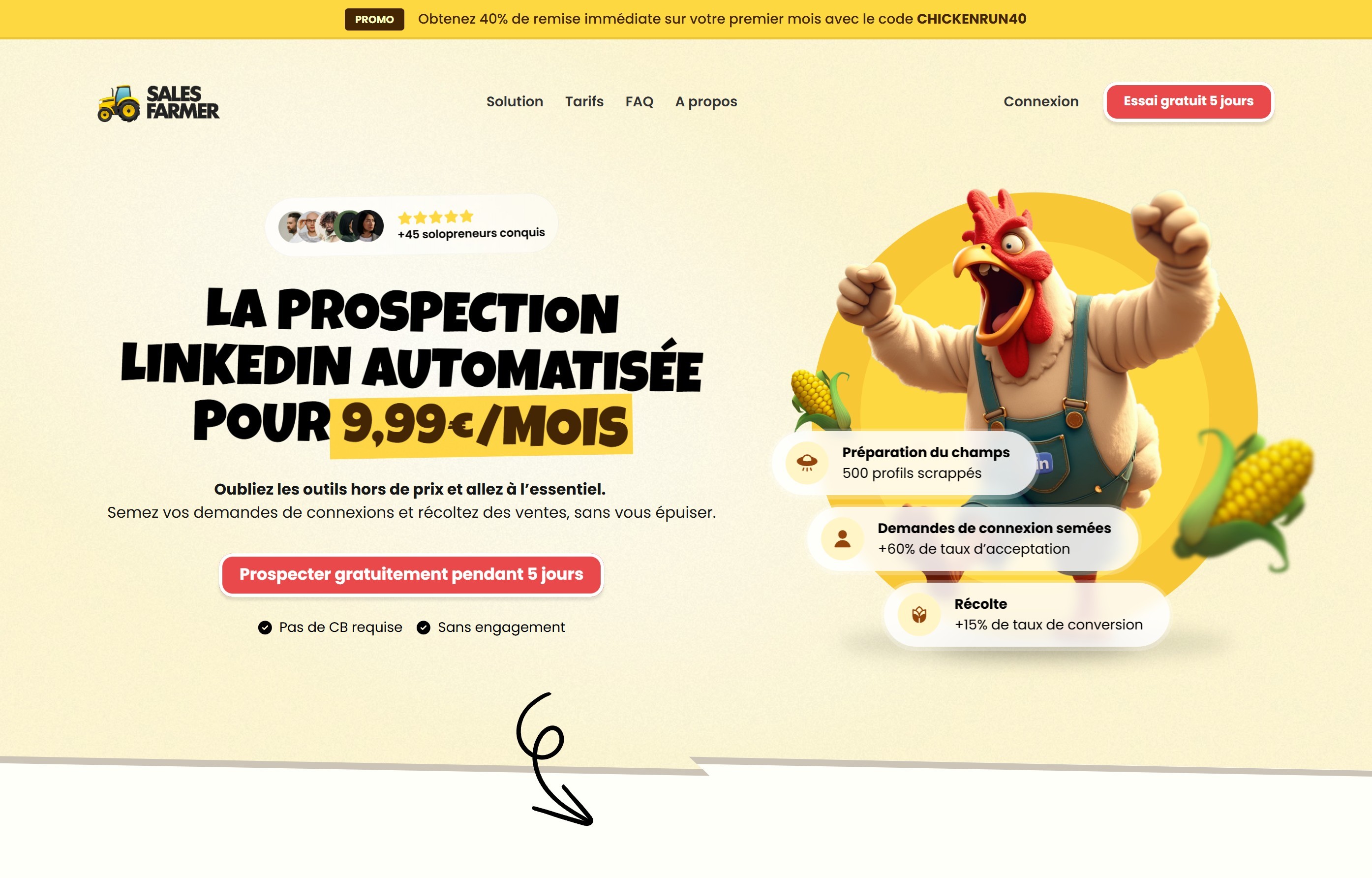 landing page framer sales farmer