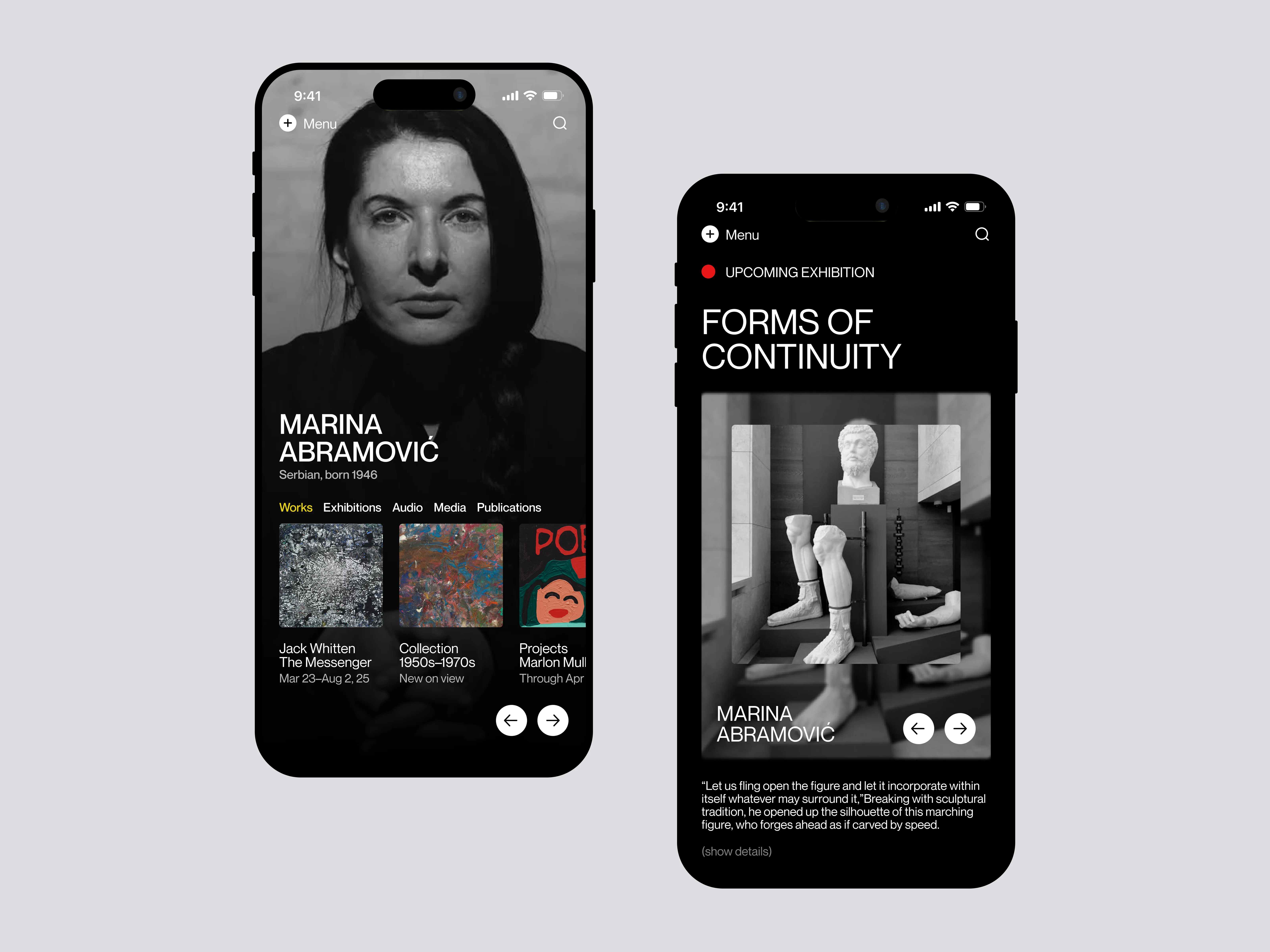 Interfaces UI de l'application