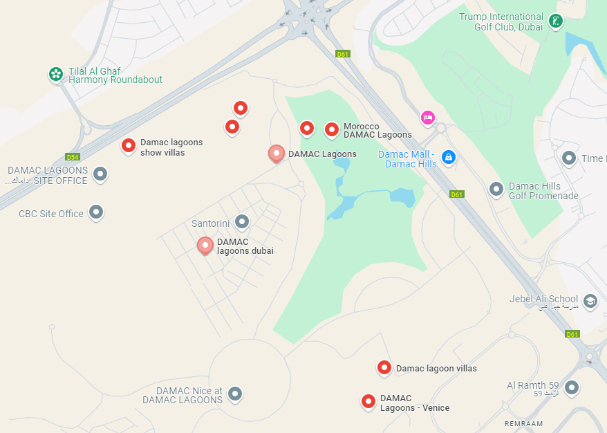 Damac Lagoons Location Map