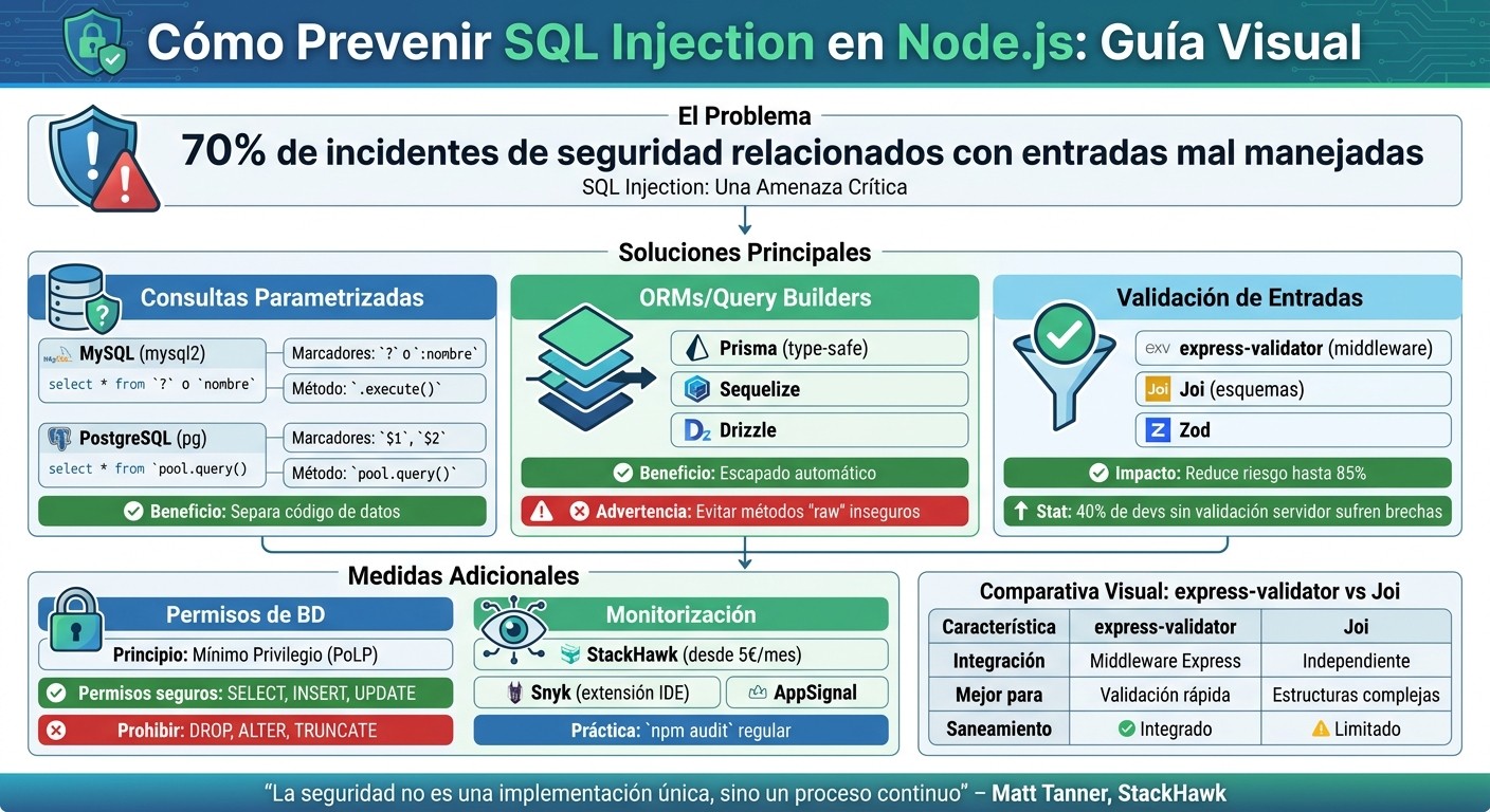 Comparación de métodos de prevención SQL Injection en Node.js