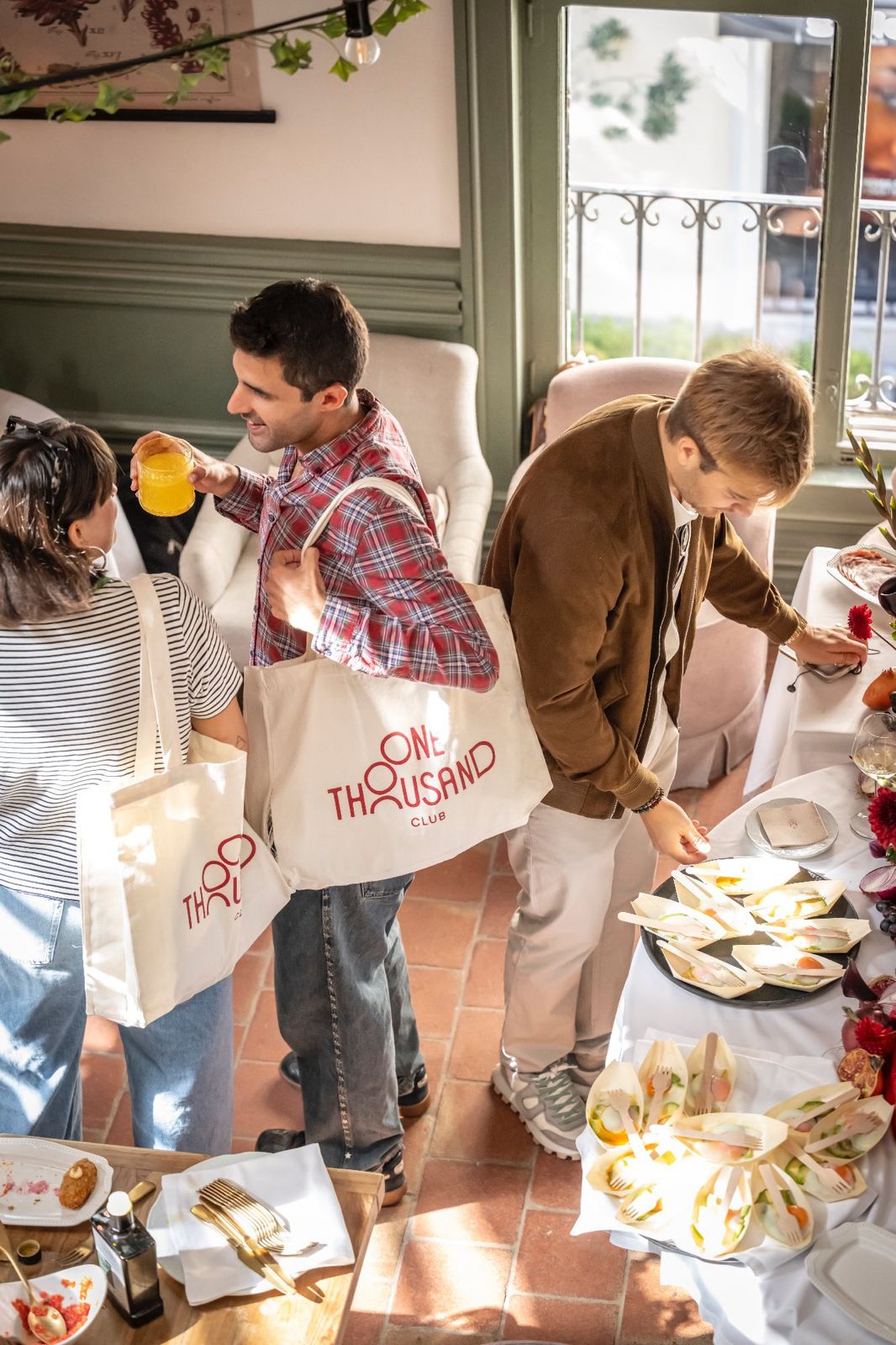 Partners celebrating with champagne