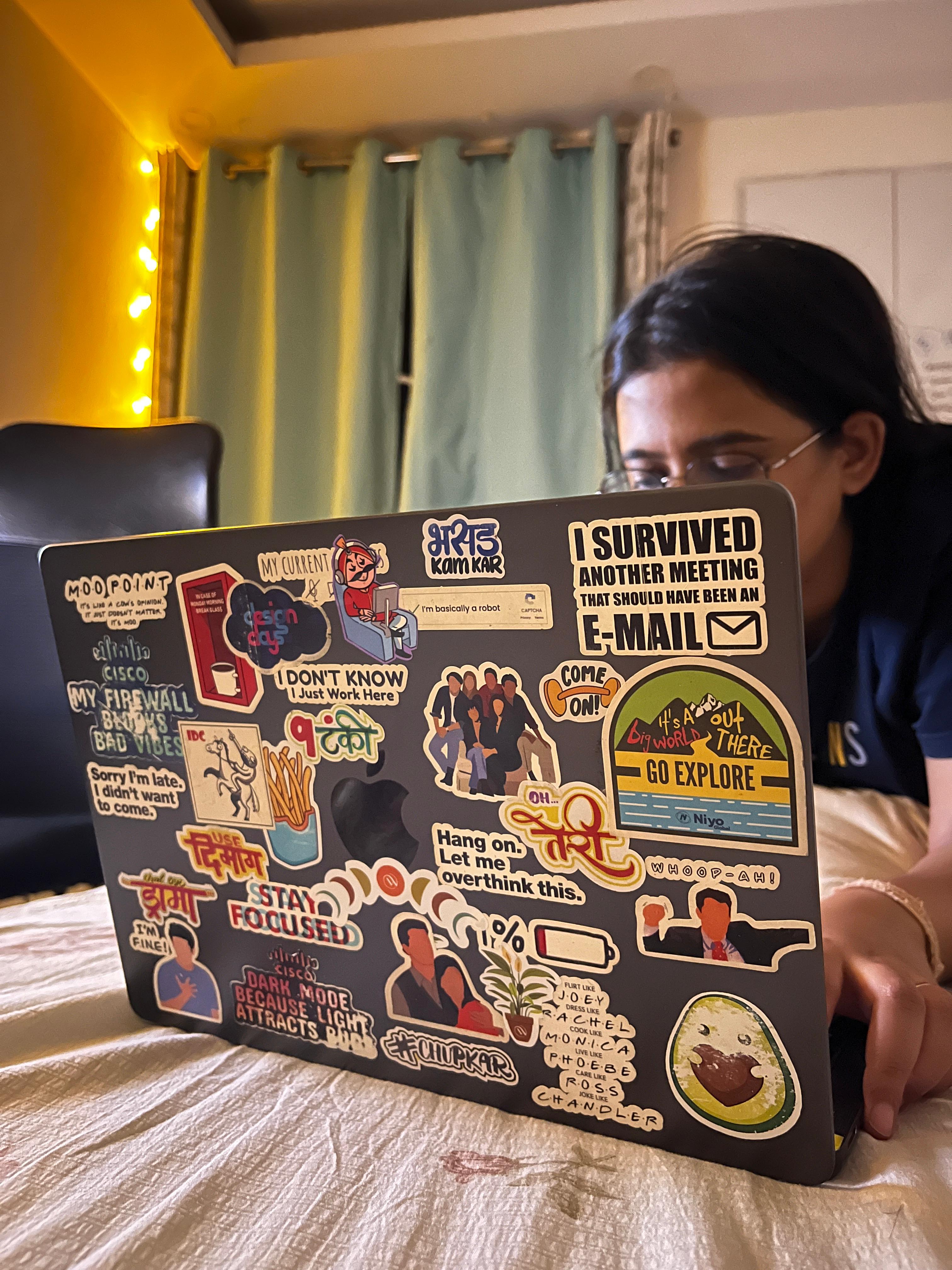 Sticking stickers everywhere