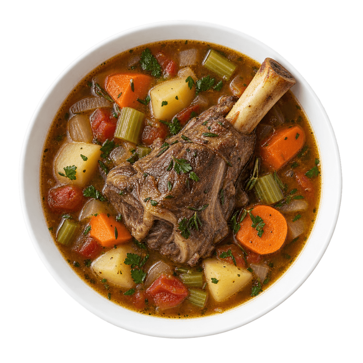 Soupe de légumes et souris d’agneau