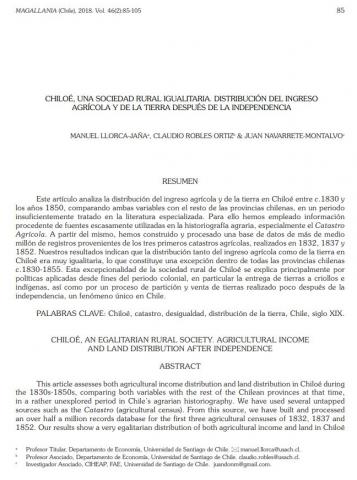 Chiloé, una sociedad rural igualitaria. Distribución del ingreso agrícola y de la tierra después de la Independencia