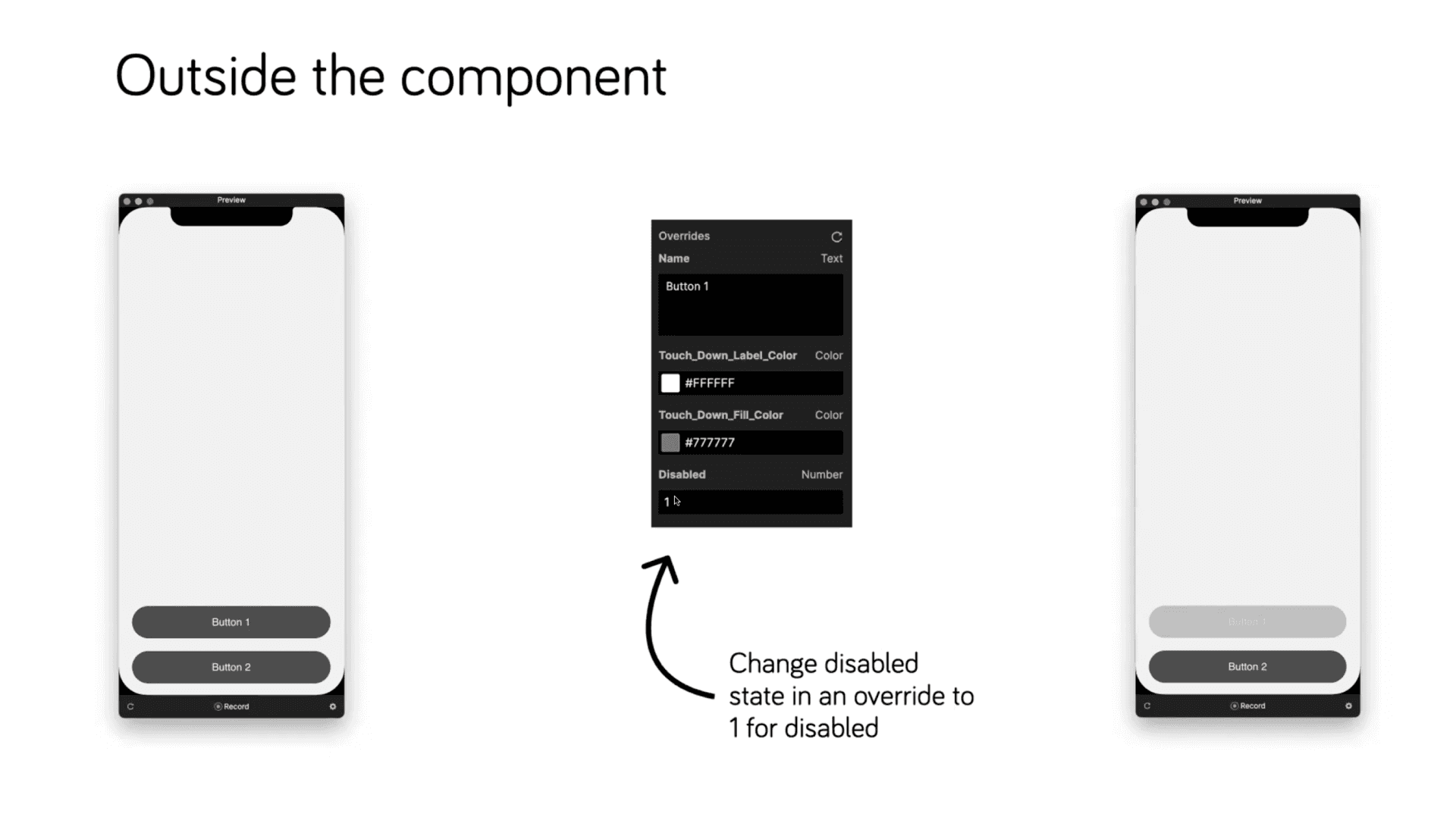 creating an override for the disabled and color states