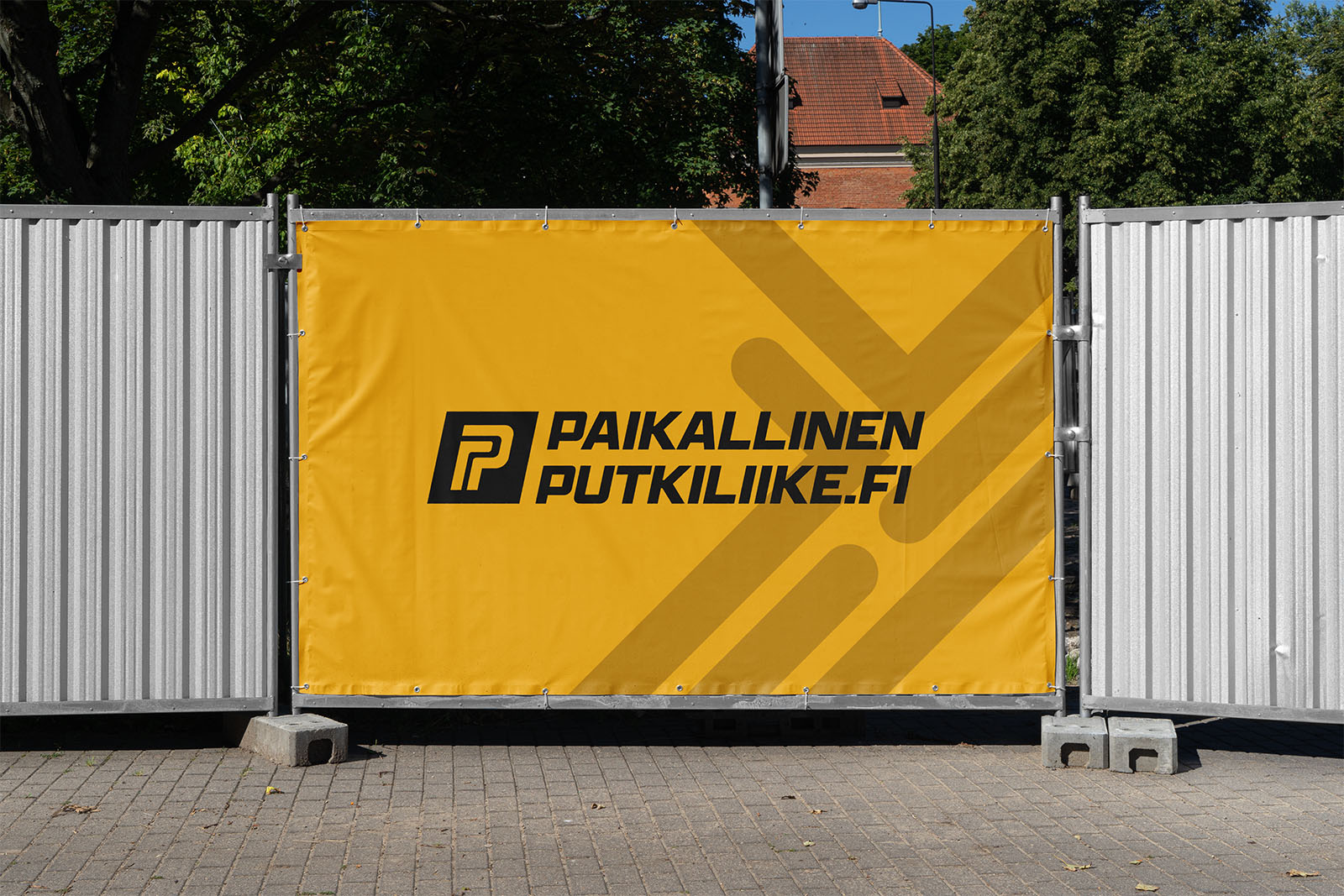 Työmaabanneri paikallinen putkiliike