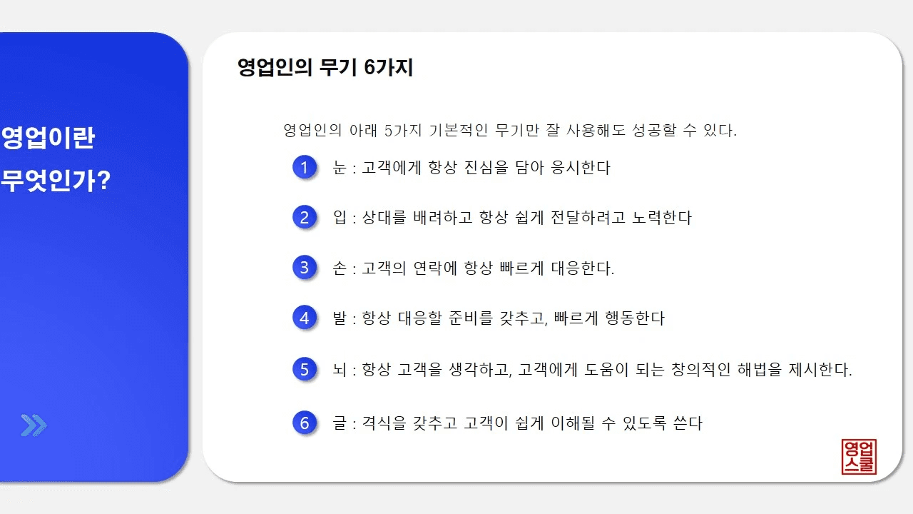 스타트업 영업스쿨 - 영업인의 무기 6가지