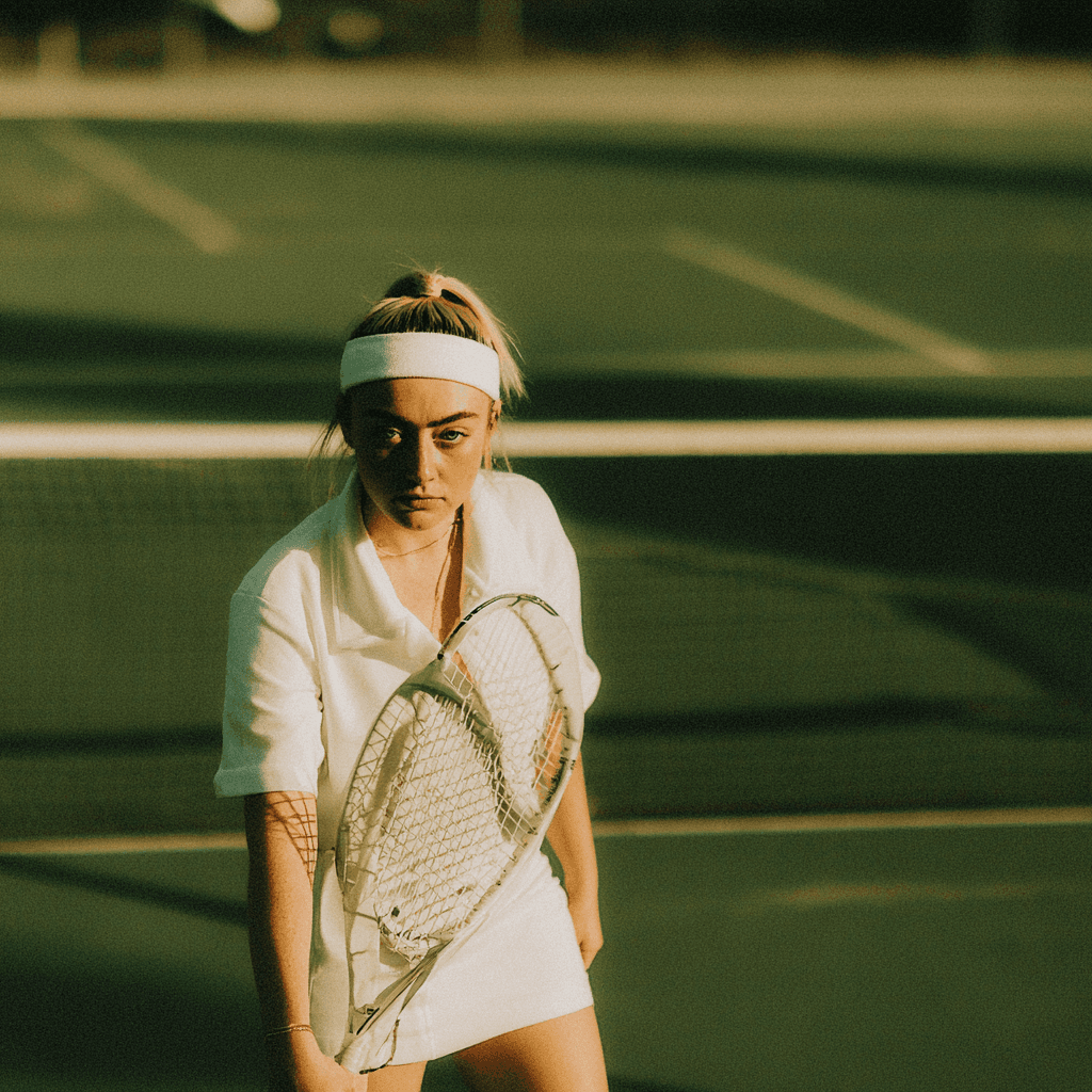 Women with tennis bracket in playground portrait
