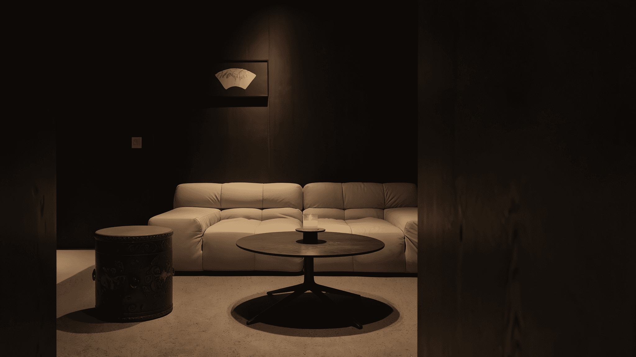 White sofa in a modern minimalist living room - AI generated image