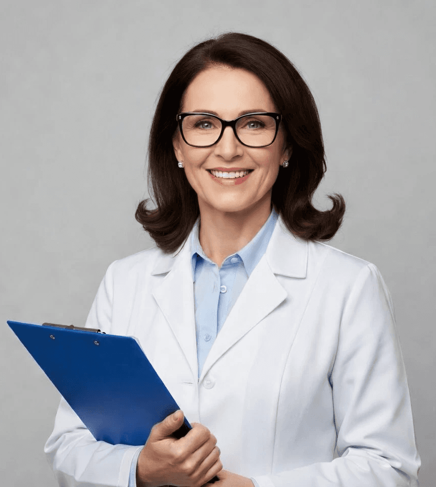 Female doctor's in long black hairs 