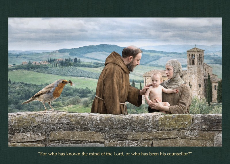 Sacred artwork by Faith and Verse. © Faith and Verse, 2025. All rights reserved. Traditional Catholic narrative scene depicting Saint Francis of Assisi healing the infant Bonaventure in medieval Umbria.