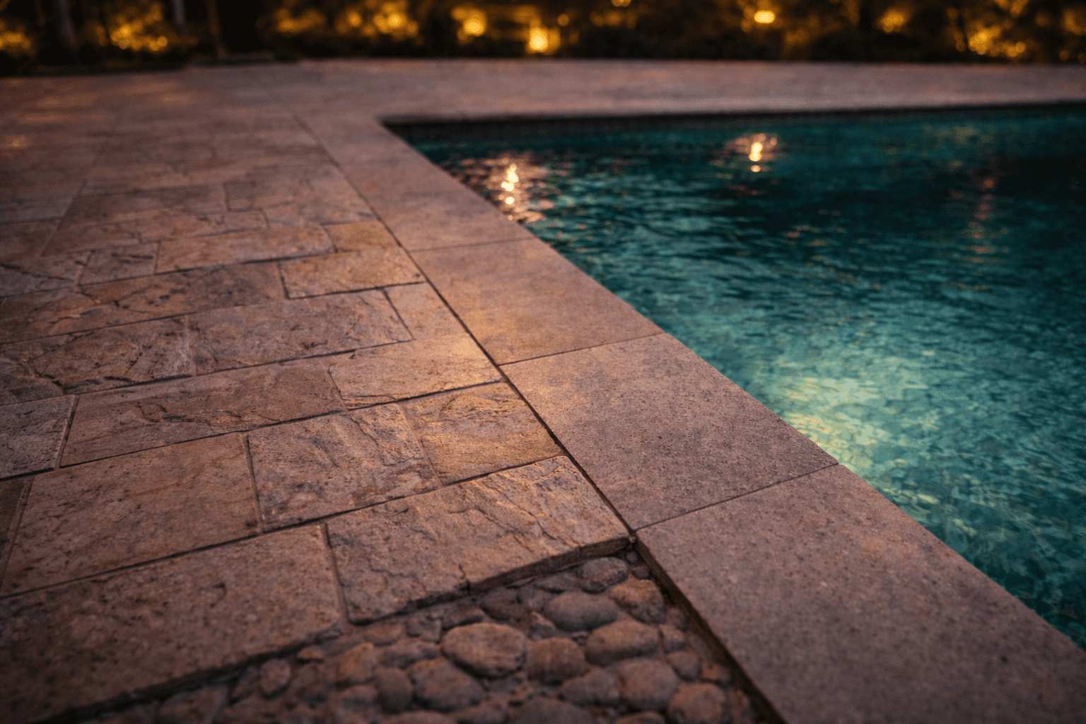 Textured Stoovo stone surface used in premium outdoor living and poolside area