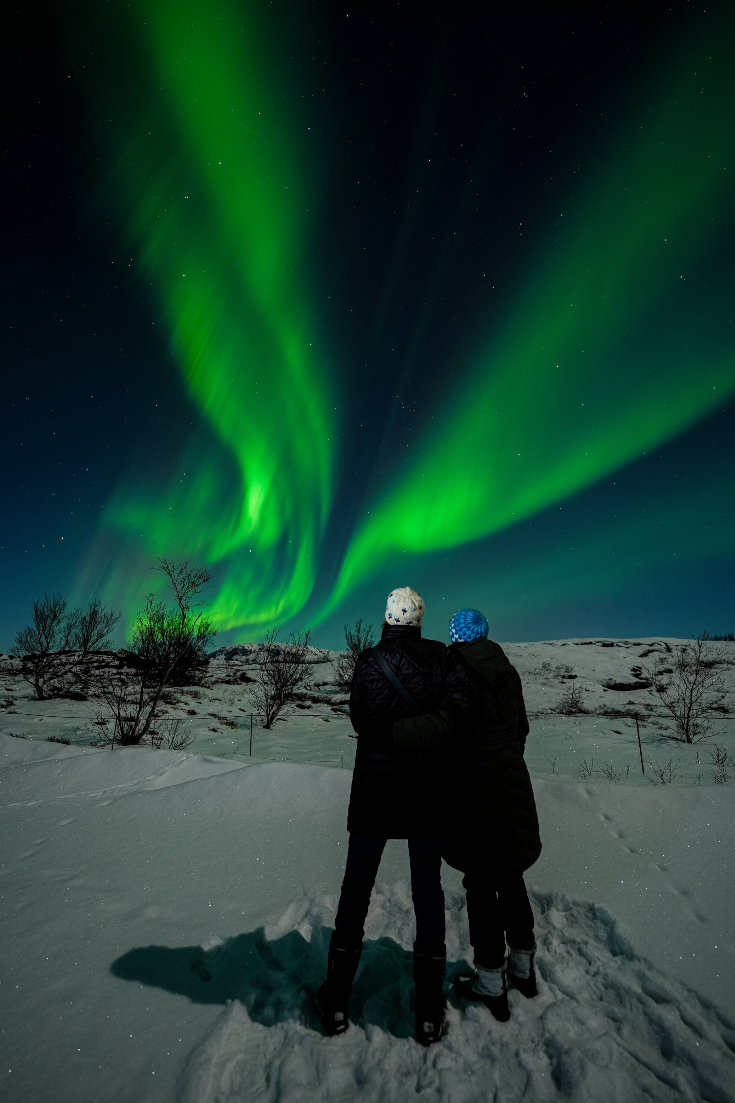 Northern Lights tour photography from Aurora Experts in Iceland, featuring guests beneath the aurora, winter landscapes, and vivid skies over remote Icelandic locations.